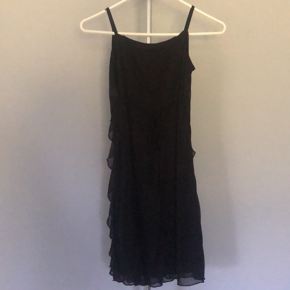 Iz Byer California Black Spaghetti Strap Dressy Dress w/ Ruffle Front in Size 10 - Picture 5 of 8